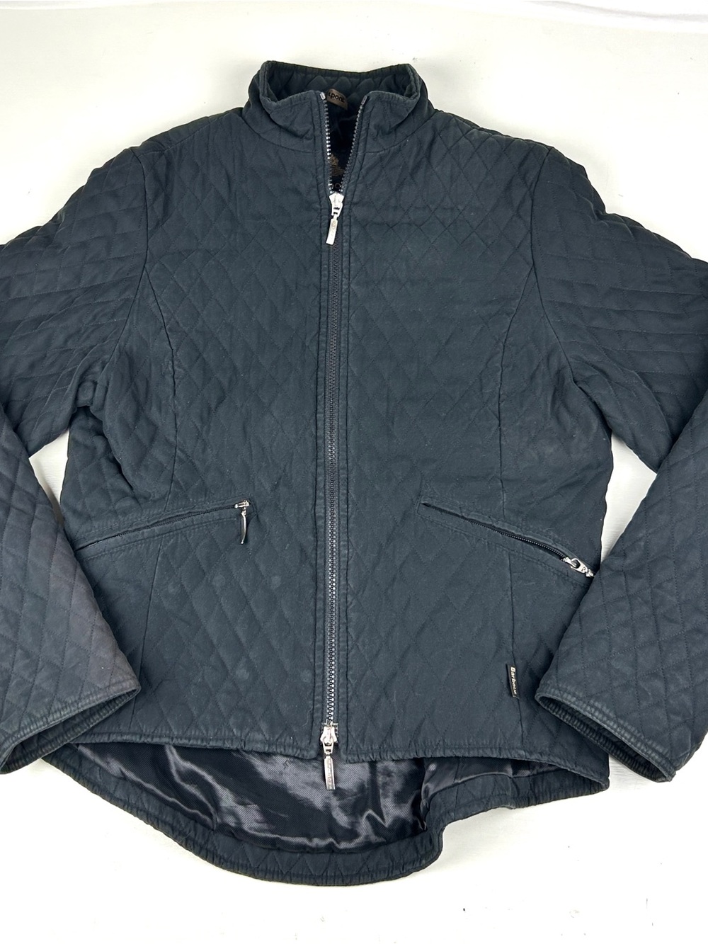 Barbour Jacket Womens Size USA 6 Black Quilted Full Zip